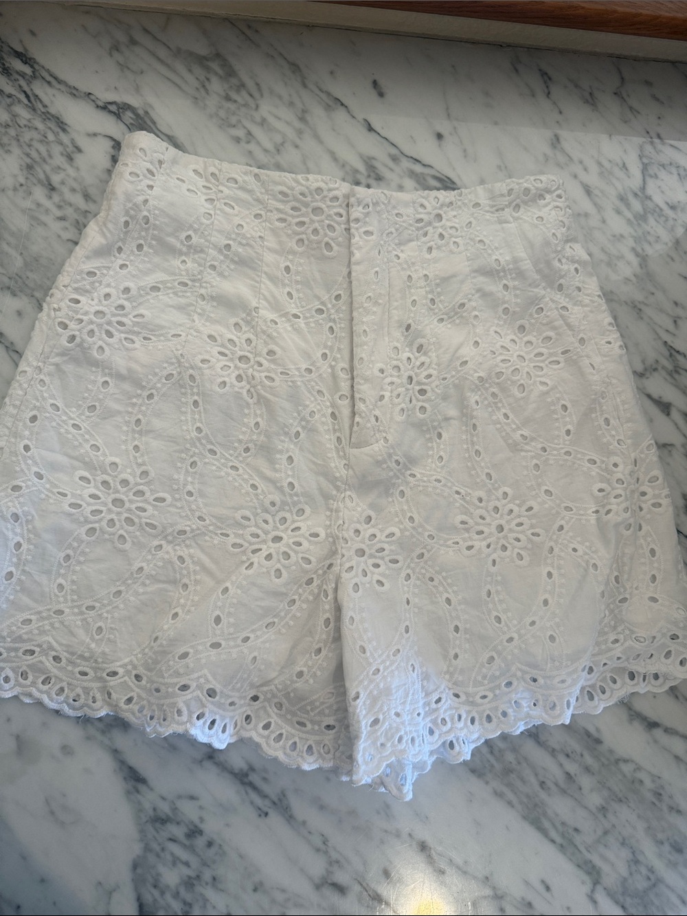Zara Eyelet Lace Shorts - White